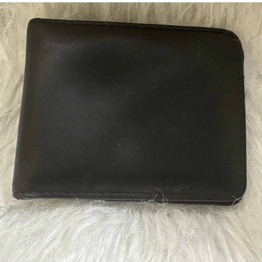 Hissimo Mens Black Bifold Wallet Leather ID Window Card‎ Slots Minimalist